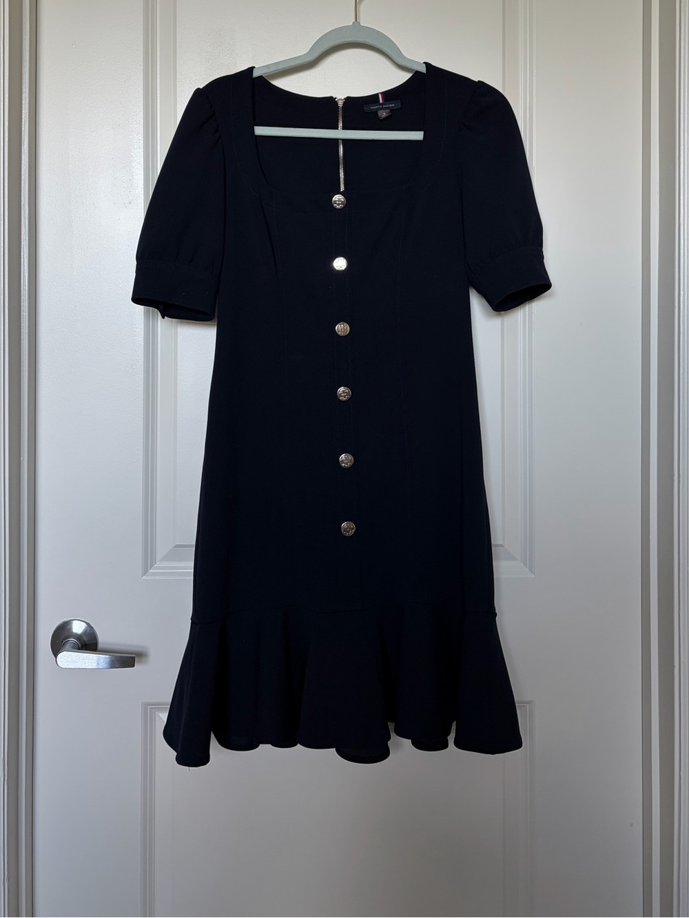 Tommy Hilfiger Navy Blue Button-Front Mini Dress